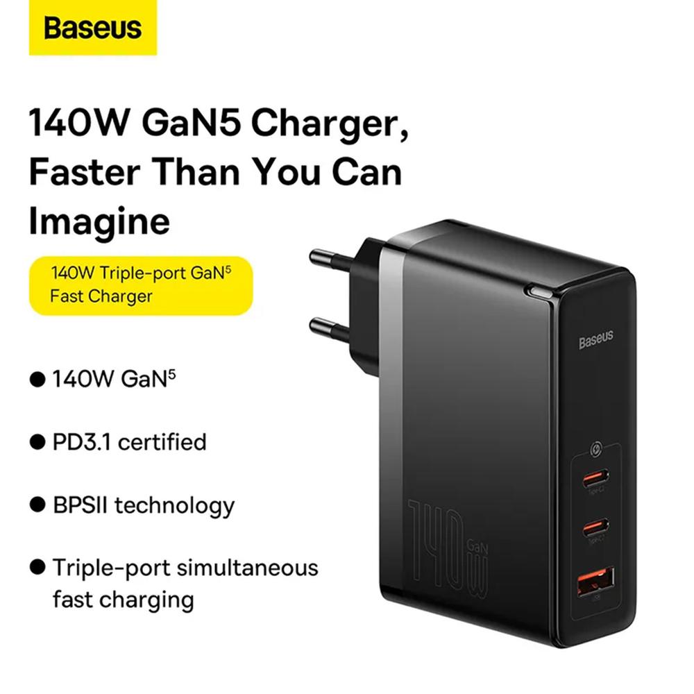 Compre Baseus Gan5 Pro eu Plug 100W Cargador Rápido Tipo de