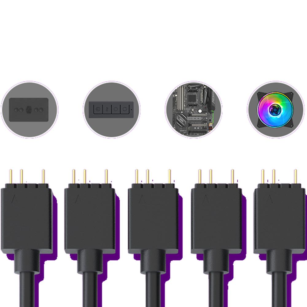 Cavo Splitter ARGB 1-a-5 Cooler Master - Connettore LED 3 Pin - 58 Cm Per Sincronizzazione RGB - Foto 5