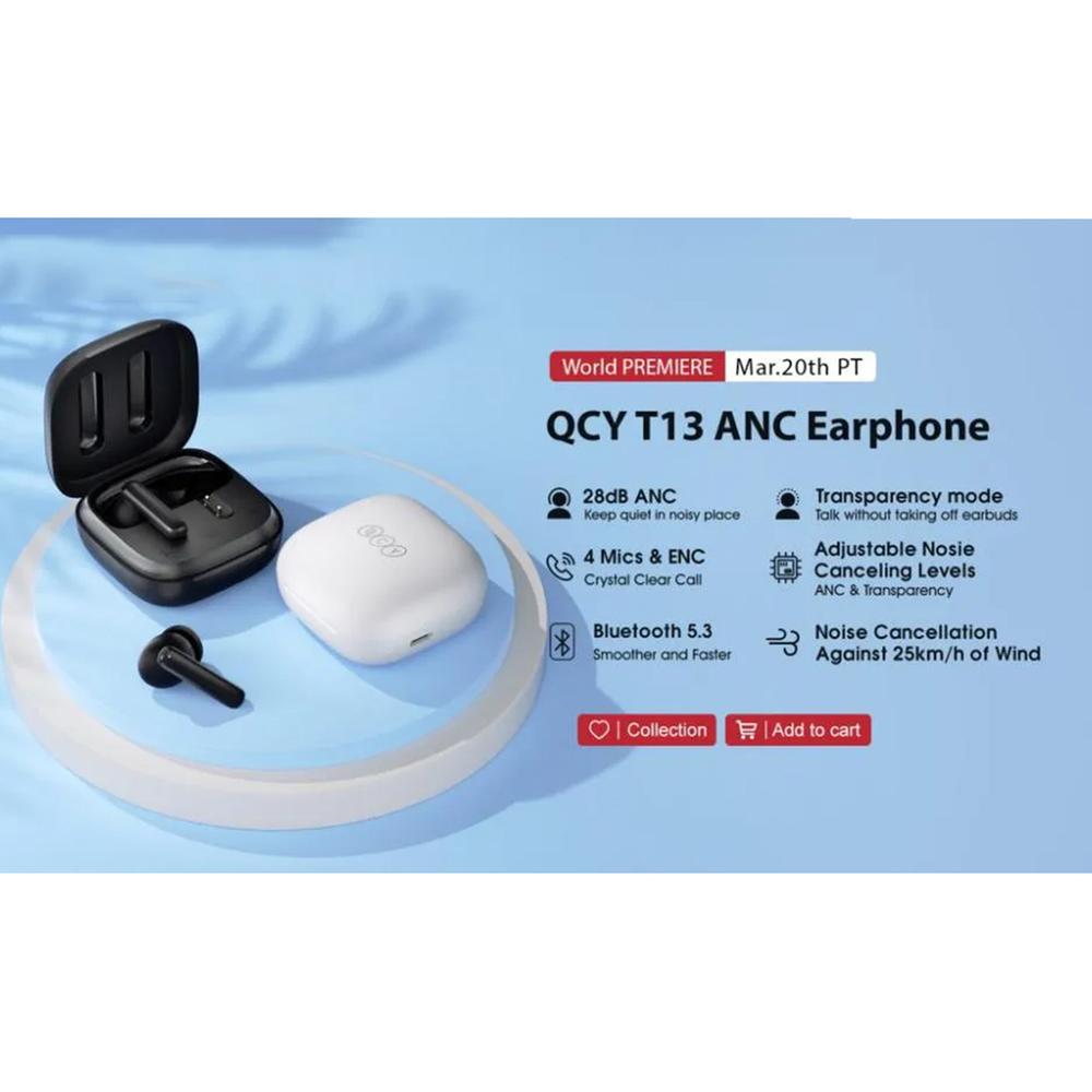 QCY T13 ANC True Wireless Earbuds - Black : QCY
