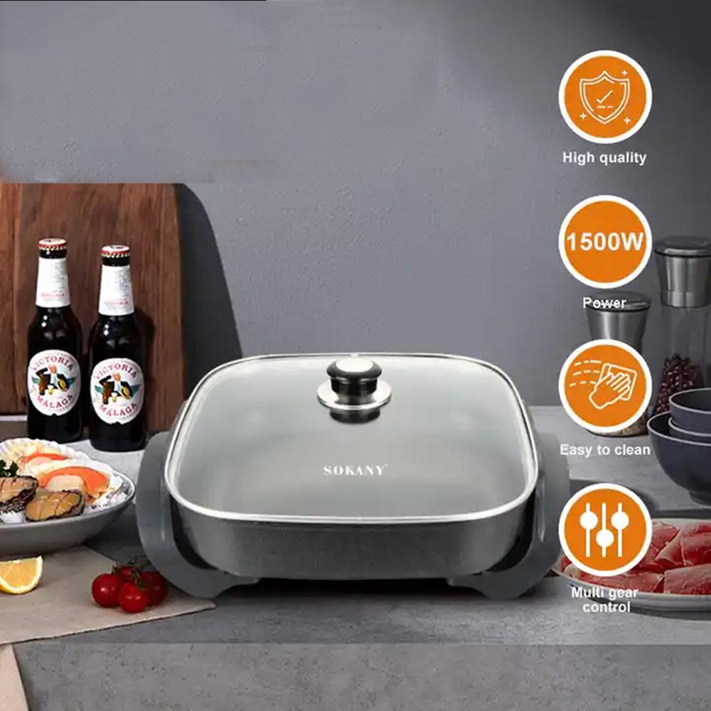 Sokany electric baking pan,inapika na kuchoma mishikaki n.k 1350W