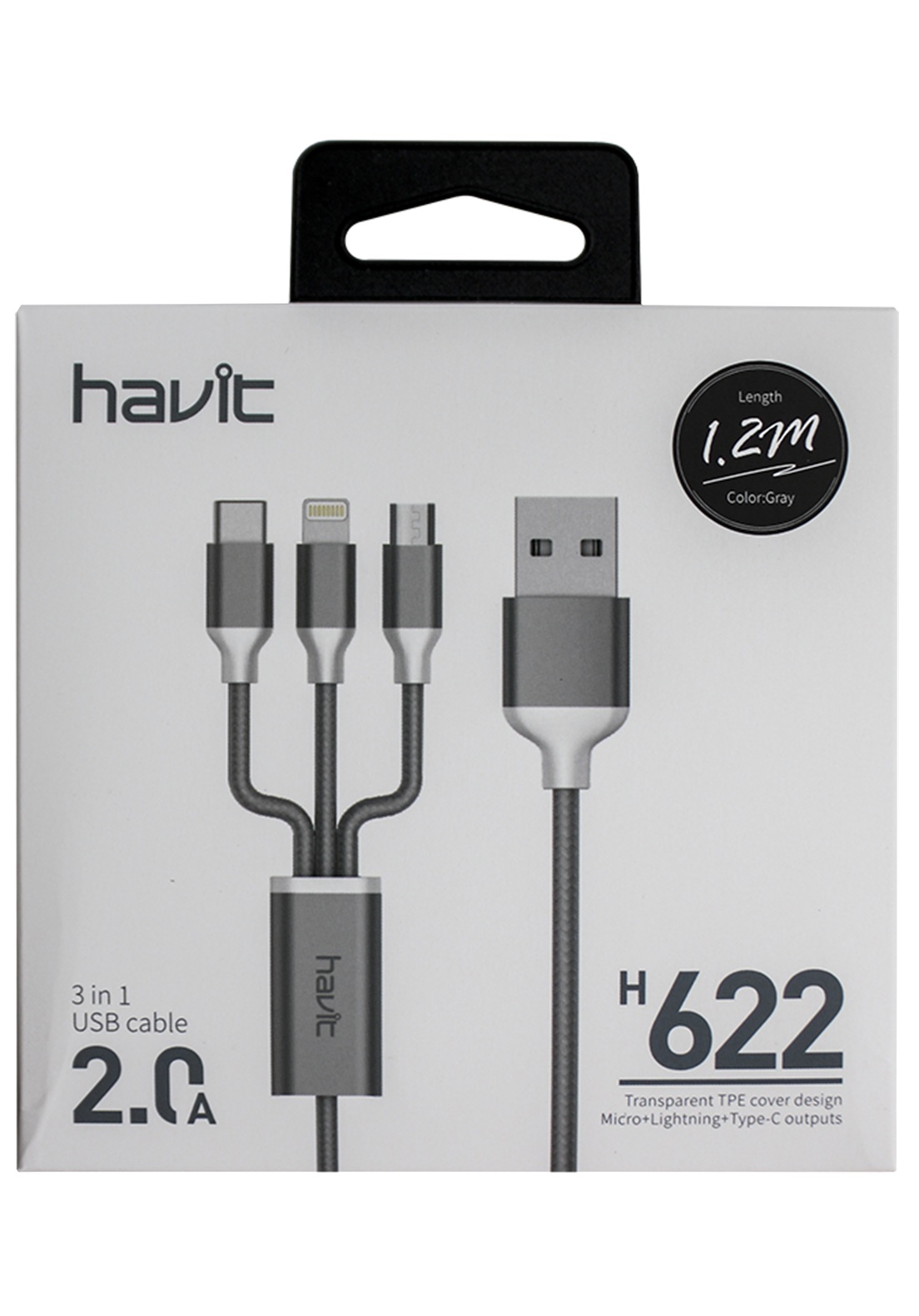 HAVIT HV-H68 USB To Type-C Cable, 2.0A Fast Charger, Black