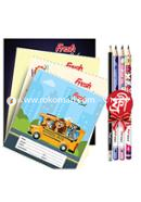 Buy Fresh Kids Khata (124 Page) Combo Package 4 Pcs (Bangla, English, Math plain and Margin) Get 4 Pcs Campus Pencil Free - Any Design