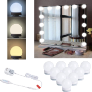 10 Bulbs Dimmable Lights Stick On, 3 Colors Makeup Light, Vanity Lighting Fixtures for Hollywood Mirror (No Mirror Included)
