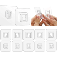 10-Pair Seamless Waterproof Double-Sided Adhesive Hooks – Reusable Socket Holder and Cable Organizer for Wall Storage