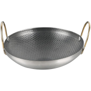 11 Inch Honeycomb 2 Handled, Nonstick Iron Deep Frying Pan