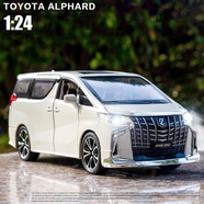 1:24 Toyota Alphard Vellfire Diecasts Car Luxury MPV Simulation Steering Shock Toy Vehicles Metal Car 6 Doors Open Model Car Sound Light Toys For Children Gift