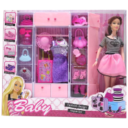 12 Inch Barbie Doll Pretend Play Fashion Set With Handbag, Hat, Shoes, Suitcase, Dresses And Jewellery Dress Change Doll