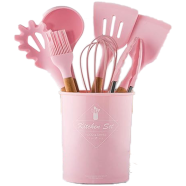 12 Pcs Silicone Cooking Utensils Set Non-Stick Spatula Shovel Wooden Handle Cooking Tools Set icon