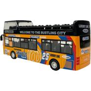 Sightseeing Tour Bus Toy Pull Back Vehicles Toys with Lights and Music (metal_bus_roofopen_y)