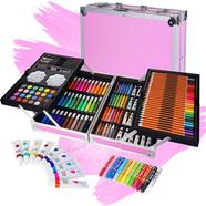 145-Piece Art Supplies Set for Kids, Portable Aluminum Case Art Kit (Pink)