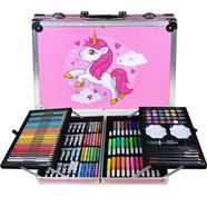 145-Piece Art Supplies Set for Kids, Portable Aluminum Case Art Kit (Pink Color Box)