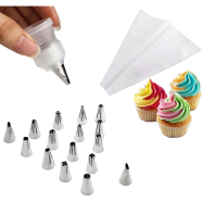 14 Pcs Nozzle Set - (1 Pcs Silicone Icing Piping Cream Pastry Bag Plus12 Pcs Stainless Steel Nozzle Pastry Tips Converter DIY Cake Decorating Tools)