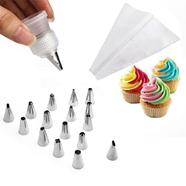 14 Pcs Nozzle Set - (1 pc Silicone Icing Piping Cream Pastry Bag Plus12PCS Stainless Steel Nozzle Pastry Tips Converter DIY Cake Decorating Tools) icon