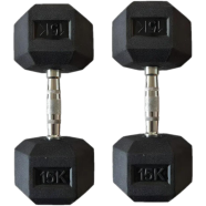 15 KG Hex Dumbbell 1 Pair Total 30 KG - Black