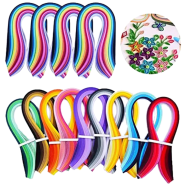 180 Strips Paper Quilling Strips Set, 36 Colors,54cm Length,3/5/7/10mm Width