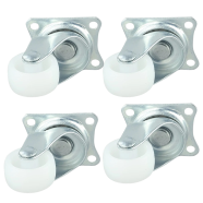 1 Inch 4PC Universal Swivel Casters Furniture Wheel Castor White PP Nylon Dual Roller Wheel For Platform Trolley Chair icon
