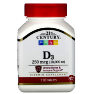 21st Century Vitamin D3 250 mcg (10,000 IU) - 110 Tablets