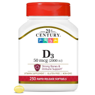 21st Century Vitamin D3 50 mcg 2000IU - 250 Softgels