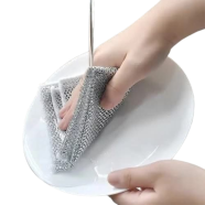 2 Pcs Steel Wire Dishwasher Non-Stick Steel Wire Ball Rag Kitchen Special Metal Wire Cleaning Cloth Double-Sided Silver Wire Imitation Steel Wire icon