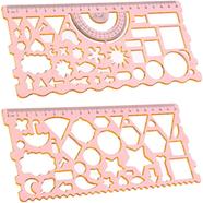 2 pieces Different Shapes Template Ruler / Spirograph Ruler / Geometric Drawing Toys / Stencil Tools / Drafting Design