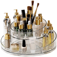 360° Rotating Diamond Cosmetics Organizer Box, Large Portable Makeup Storage