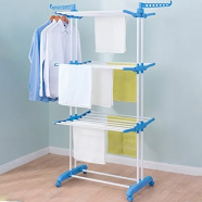 3‑Layer Cloth Rack With Wheels – Large Capacity Rolling Stand With Stainless Steel Rods icon