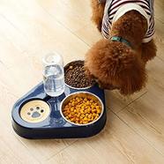 3 In 1 Stainless Steel Pet Cat And Dog Food Bowl With Water Bottle