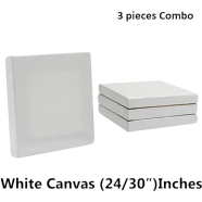 3 Pieces Combo of 24/30 Inches Drawing Canvas –White