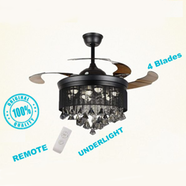 Yamada 42 Inch Chandelier 521B Model 4 Blades Ceiling Fan (Under Light, Invisible Blades, Remote Control) - 6203403
