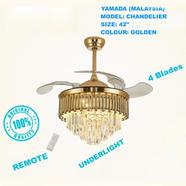 Yamada 42Inch Chandelier 534 Model 4 Blades Ceiling Fan (Under Light, Invisible Blades, Remote Control) - 6203402
