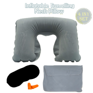 4 In 1 Inflatable Travelling Pillow Set With Eye Mask, Ear Plugs And Pouches (travelling_pillow_1_light_ash) Light Ash - 103352643 icon