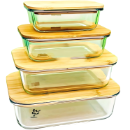 4 Pcs Oven Proof Glass Food Container Set BS003