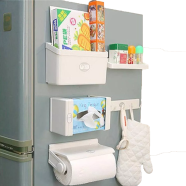 5 in 1 Multifunctional Refrigerator rack Kitchen paper towel rack roll Paper rack Preservation film storage rack magnet side wall hanging shelf