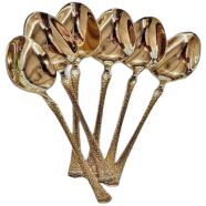 6 Pcs 8 inch Stainless Steel Golden Dinner Spoon Set