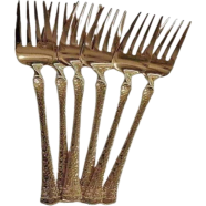 6 Pcs 8 inch Stainless Steel Golden Dinner Fork Set