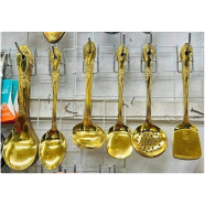 6 Pcs Stainless Steel Golden Serving Spoon Set icon