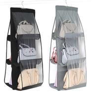 6 Pockets Clear Hanging Purse Handbag Tote Bag Storage Organizer Closet Rack