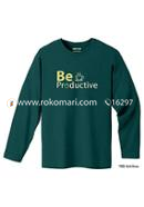 Be Productive Full Sleeve T-Shirt - XL Size (Dark Green Color)
