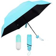 7 inch Mini Folding Umbrella with Cute Capsule Case - Blue