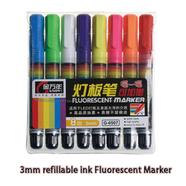 8 Colors Fluorescent Marker 3mm Refillable Highlighter For LED Writing Window Glass Board Painting Drawing