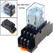 AC 220 VOLT Coil 14 Pin DPDT Electromagnetic Power Relay with Base