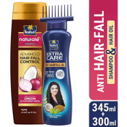 ANTI HAIR-FALL BUNDLE - Parachute Anti Hairfall Oil Extra Care 300ml (Root Applier) and Parachute Naturale Shampoo Advanced Hair Fall Control 345ml