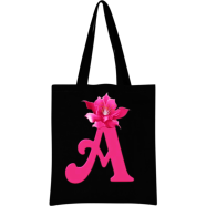 A Alphabet Flower Canvas Tote Shoulder Bag With Zipper