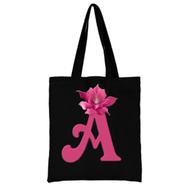 A Alphabet Flower Canvas Tote Shoulder Bag With Zipper