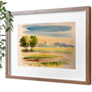A Couple of Tree Watercolor Landscape - (18x15)inches