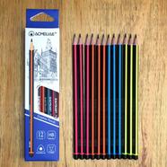 Acmeliae HB Matt Multicolour Body with Three Side Logo Graphite Pencils with Eraser 43511 - (12pcs/Box)