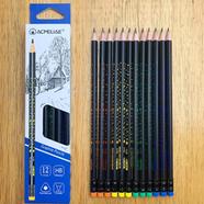 Acmeliae HB MultiColor Body with Three Side Logo Graphite Pencils with Eraser 43127 - (12pcs/Box)
