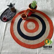 Ahyan Handicraft 1 Pcs Regular Jute Round Floor Mat/Rug (3 feet) with 3 Pcs Planter Basket Set Combo image