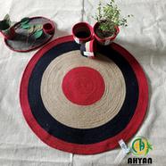 Ahyan Handicraft 1 Pcs Regular Jute Round Floor Mat/Rug (3 feet) with 3 Pcs Planter Basket Set Combo