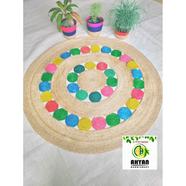 Ahyan Handicraft 1 Pcs Regular Jute Round Floor Mat/Rug (3 feet) with 3 Pcs Planter Basket Set Combo